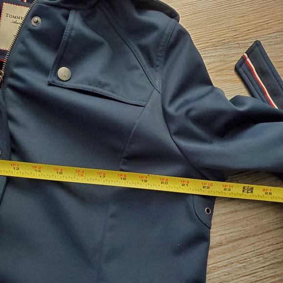 TOMMY HILFIGER Belted Hooded Water Resistant Softshell Trench Coat XL - Picture 12 of 15
